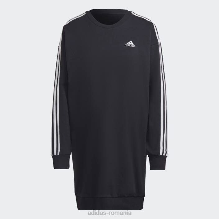 Adidas rochie neagra essentials cu 3 dungi femei alb negru 2JBN10457