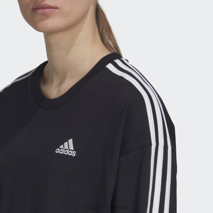 Adidas rochie neagra essentials cu 3 dungi femei alb negru 2JBN10457