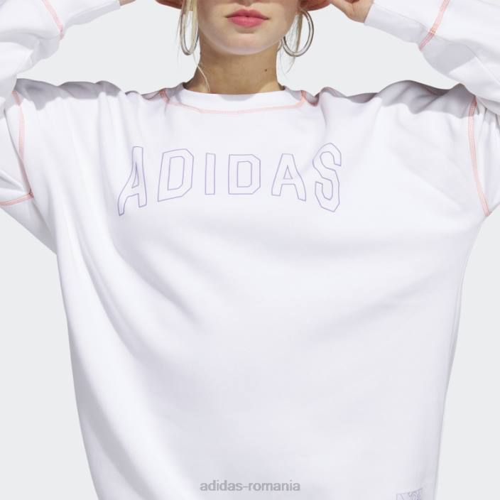 Adidas sport statement boyfriend crew hanorac alb adidas femei alb 2JBN9690