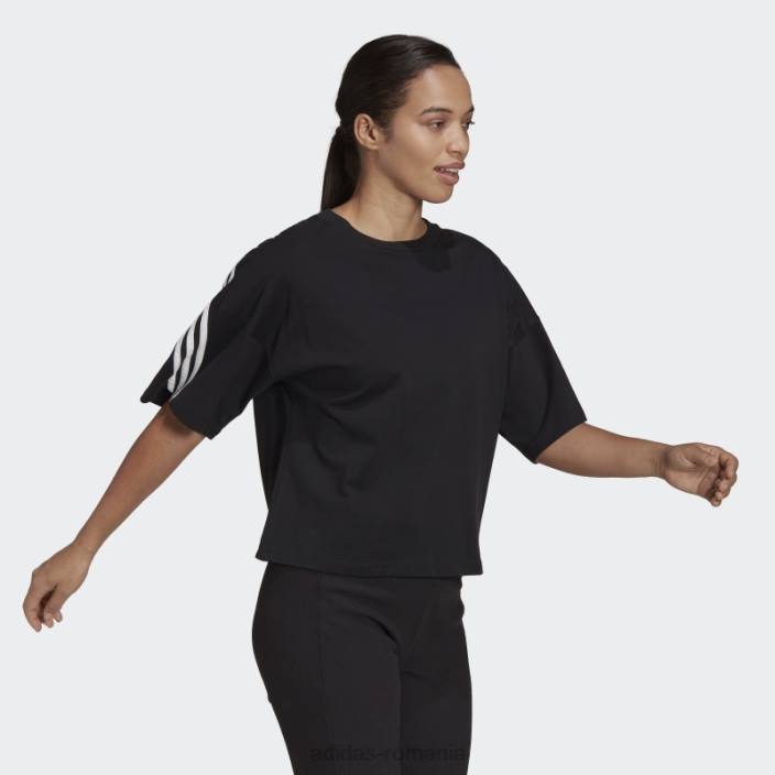 Adidas sportswear future icons tricou cu 3 dungi negru fierbinte femei negru 2JBN9224