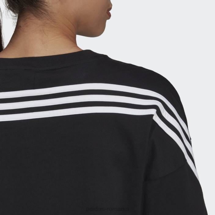 Adidas sportswear future icons tricou cu 3 dungi negru fierbinte femei negru 2JBN9224