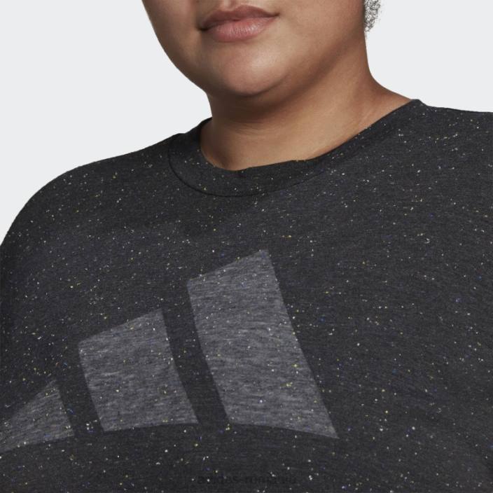 Adidas sportswear future icons winners 3.0 tee (plus size) black melange fashion femei melange negru 2JBN3709
