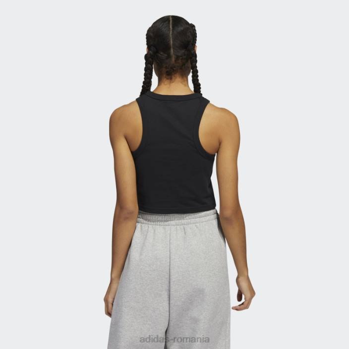 Adidas superher floral graphic crop muscle tank negru femei alb negru 2JBN10567