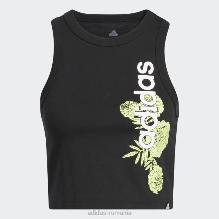 Adidas superher floral graphic crop muscle tank negru femei alb negru 2JBN10567