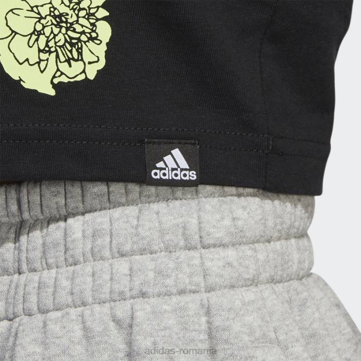 Adidas superher floral graphic crop muscle tank negru femei alb negru 2JBN10567