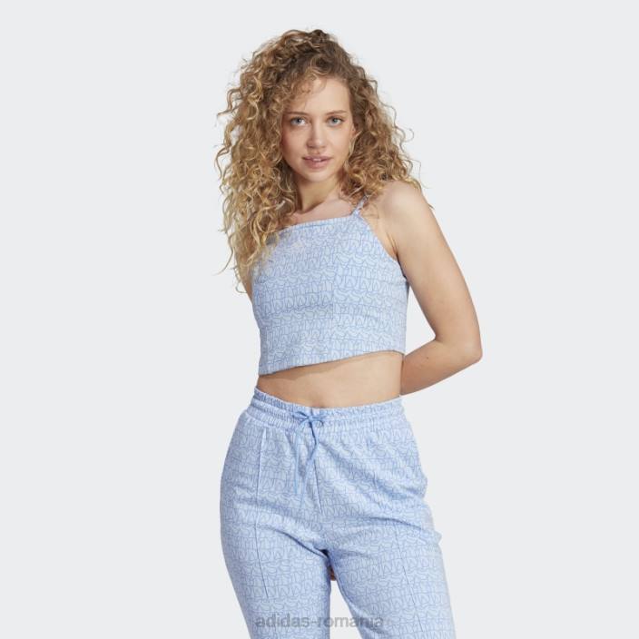 Adidas top cu grafică inspirată de corset, hot blue Dawn femei albastru zori/multicolor/albastru 2JBN9709