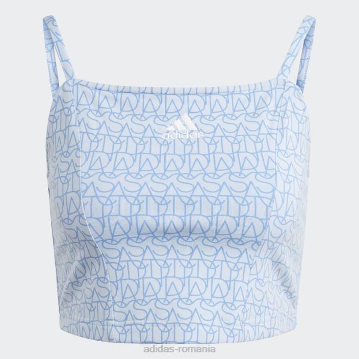 Adidas top cu grafică inspirată de corset, hot blue Dawn femei albastru zori/multicolor/albastru 2JBN9709