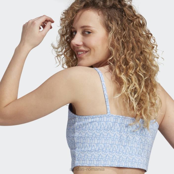 Adidas top cu grafică inspirată de corset, hot blue Dawn femei albastru zori/multicolor/albastru 2JBN9709