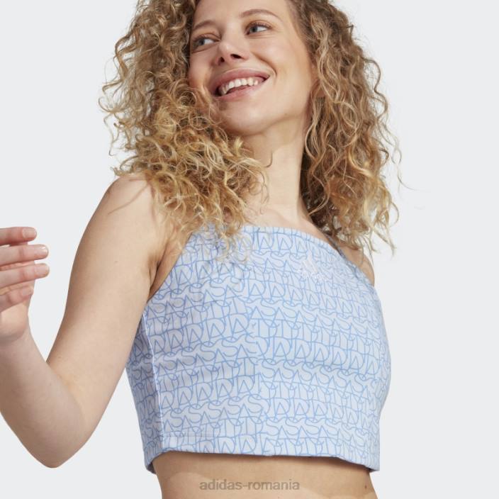 Adidas top cu grafică inspirată de corset, hot blue Dawn femei albastru zori/multicolor/albastru 2JBN9709