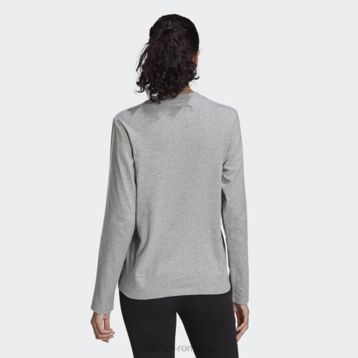 Adidas top cu mânecă lungă cu 3 dungi gri mediu femei gri mediu/alb 2JBN16610