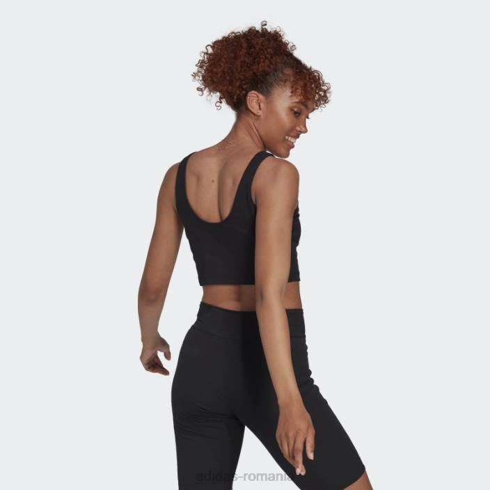 Adidas top decupat cu coastă neagră femei alb negru 2JBN2422