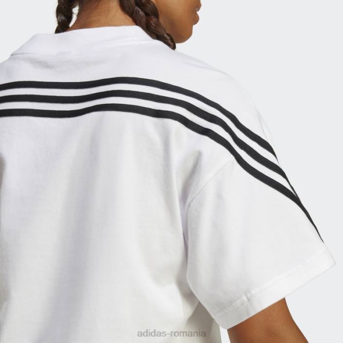 Adidas tricou alb cu 3 dungi icoane viitoare femei alb 2JBN9536