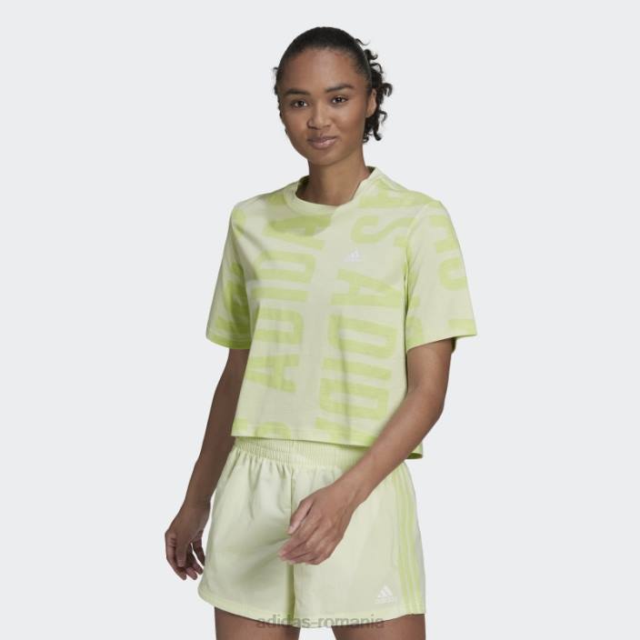 Adidas tricou crop supradimensionat essentials lime femei lămâie verde 2JBN10591