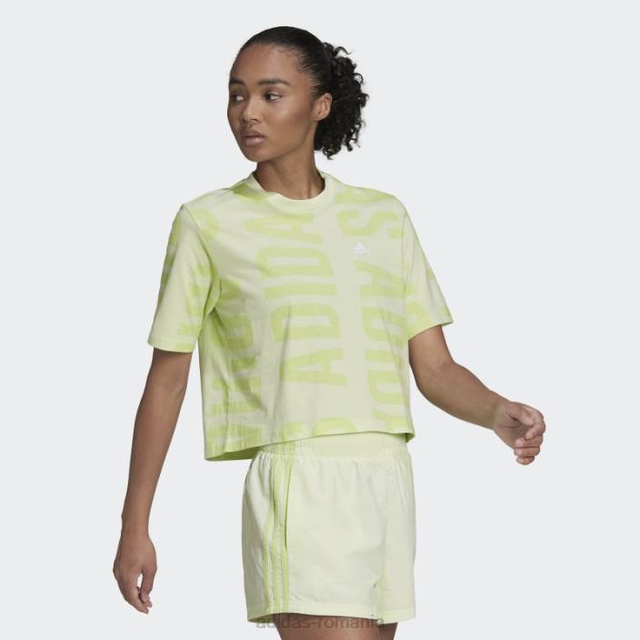 Adidas tricou crop supradimensionat essentials lime femei lămâie verde 2JBN10591