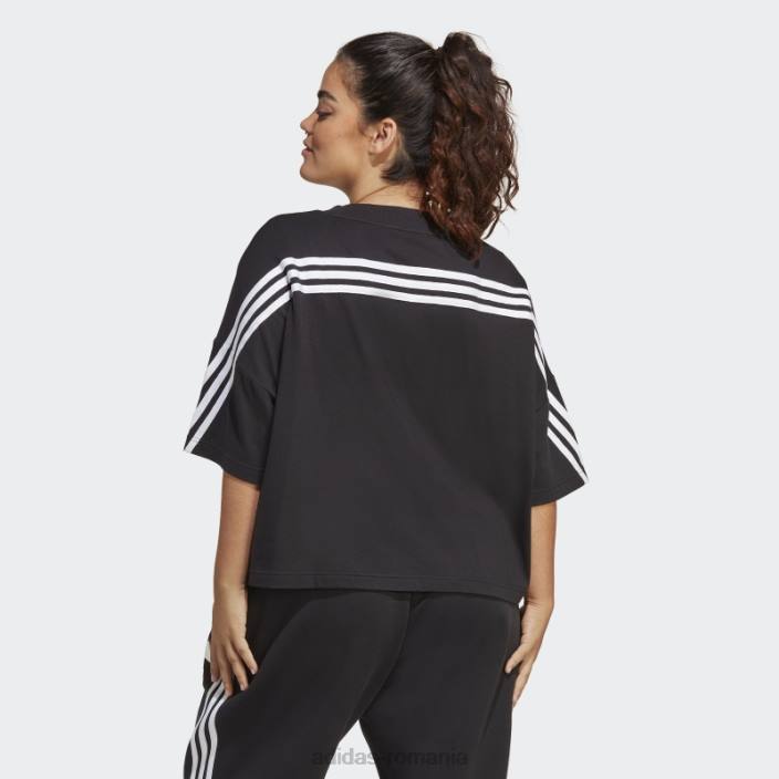 Adidas tricou cu 3 dungi cu icoane de viitor negru (mărime plus) femei negru 2JBN9046