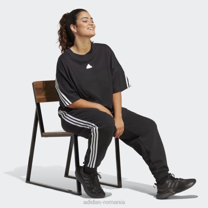Adidas tricou cu 3 dungi cu icoane de viitor negru (mărime plus) femei negru 2JBN9046