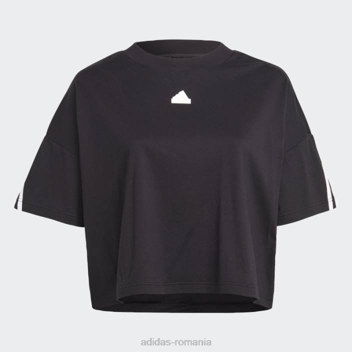 Adidas tricou cu 3 dungi cu icoane de viitor negru (mărime plus) femei negru 2JBN9046