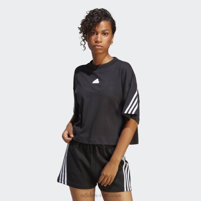 Adidas tricou cu 3 dungi cu icoane viitoare negre femei negru 2JBN9508