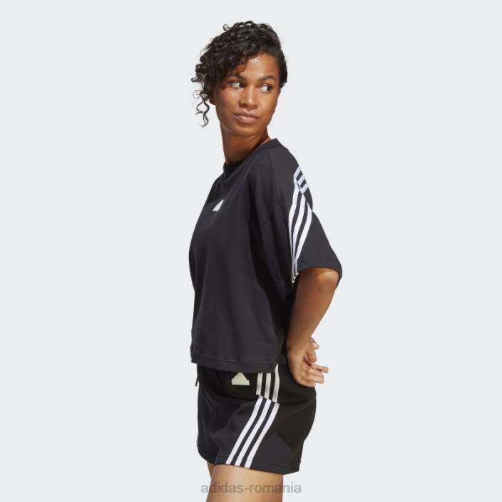 Adidas tricou cu 3 dungi cu icoane viitoare negre femei negru 2JBN9508