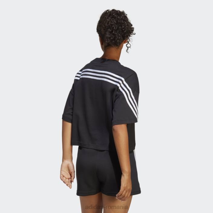 Adidas tricou cu 3 dungi cu icoane viitoare negre femei negru 2JBN9508