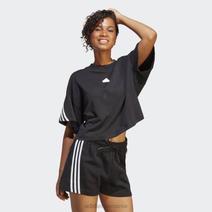 Adidas tricou cu 3 dungi cu icoane viitoare negre femei negru 2JBN9508