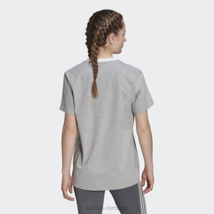 Adidas tricou cu 3 dungi gri mediu essentials femei gri mediu/alb 2JBN16990