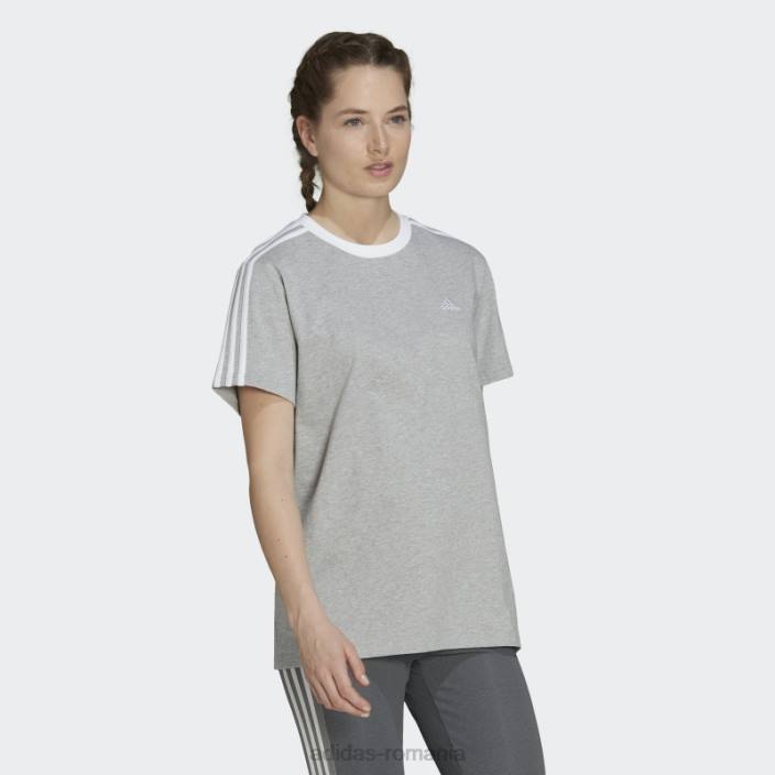 Adidas tricou cu 3 dungi gri mediu essentials femei gri mediu/alb 2JBN16990