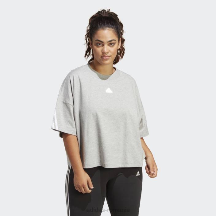 Adidas tricou cu 3 dungi gri mediu future icons (plus mărime) adidas femei gri mediu 2JBN2433