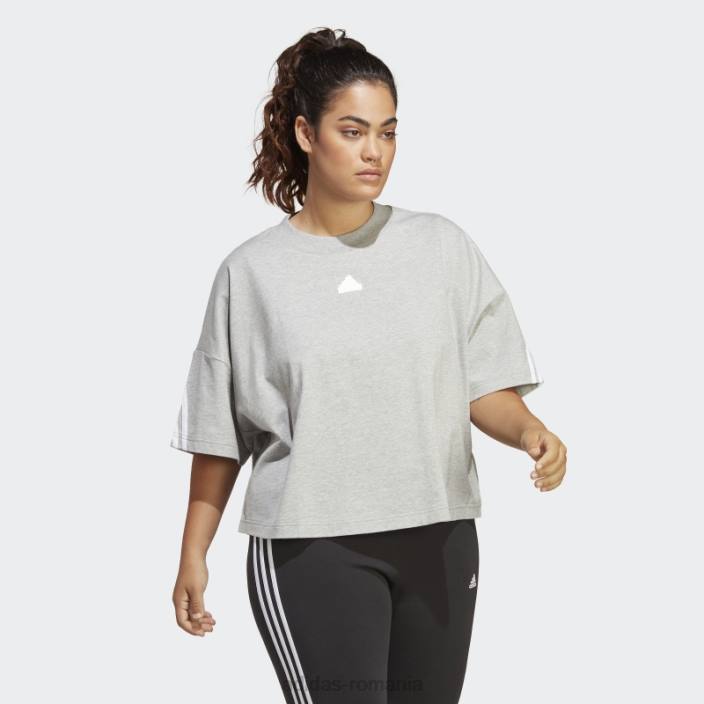 Adidas tricou cu 3 dungi gri mediu future icons (plus mărime) adidas femei gri mediu 2JBN2433