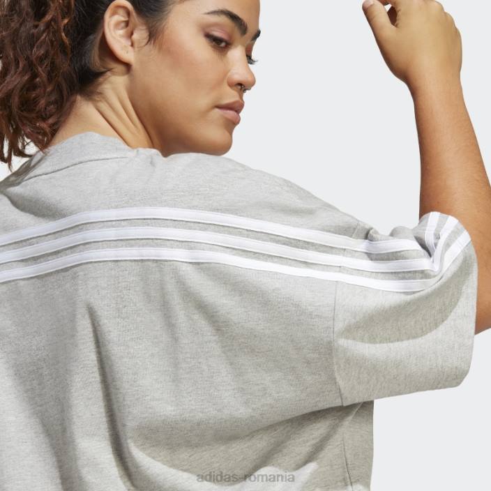 Adidas tricou cu 3 dungi (plus mărime) gri mediu adidas femei gri mediu 2JBN9210