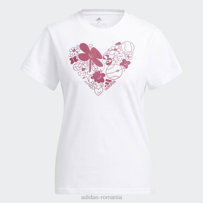 Adidas tricou cu logo grafic distractiv sport alb femei alb 2JBN10435