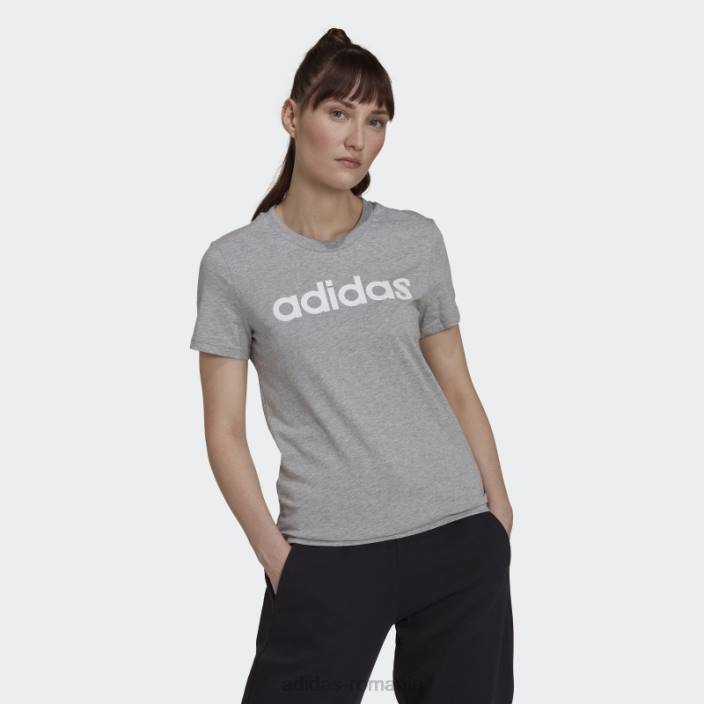 Adidas tricou cu logo subțire essentials gri mediu adidas femei gri mediu/alb 2JBN16614