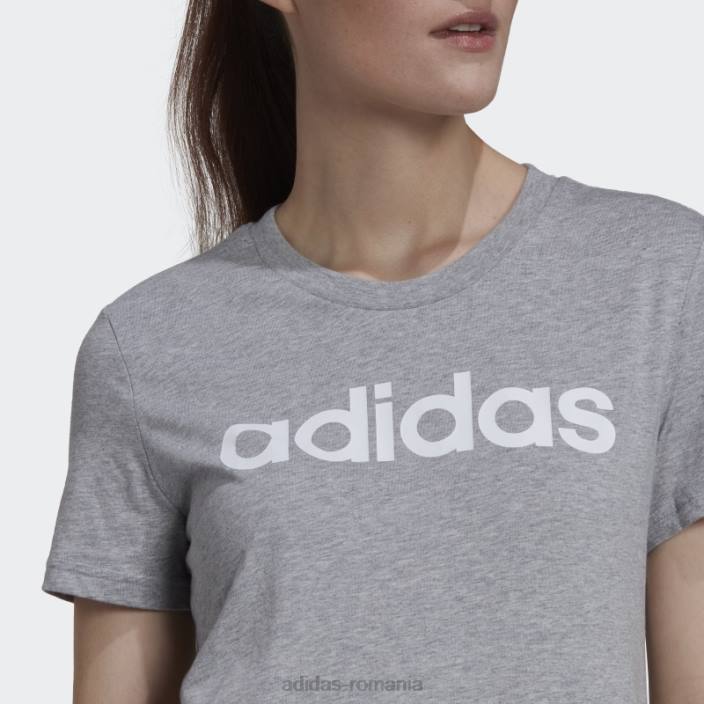 Adidas tricou cu logo subțire essentials gri mediu adidas femei gri mediu/alb 2JBN16614