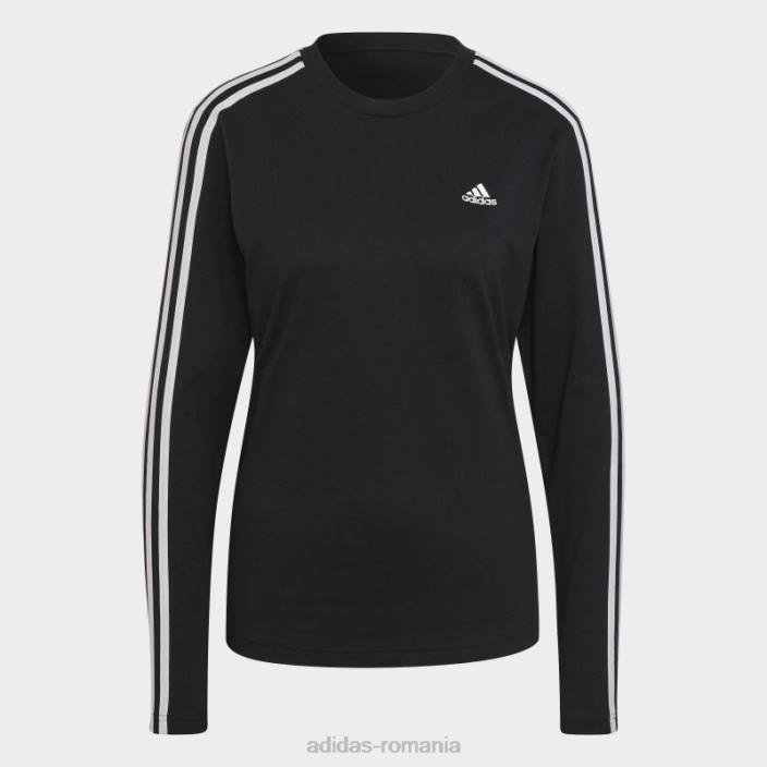 Adidas tricou cu mânecă lungă essentials cu 3 dungi negru adidas femei alb negru 2JBN9096