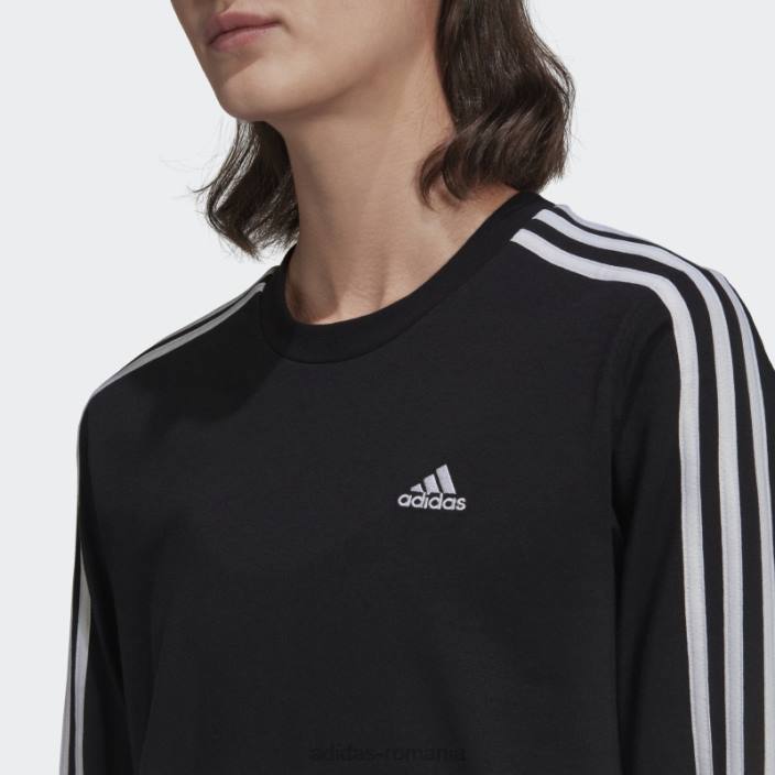 Adidas tricou cu mânecă lungă essentials cu 3 dungi negru adidas femei alb negru 2JBN9096