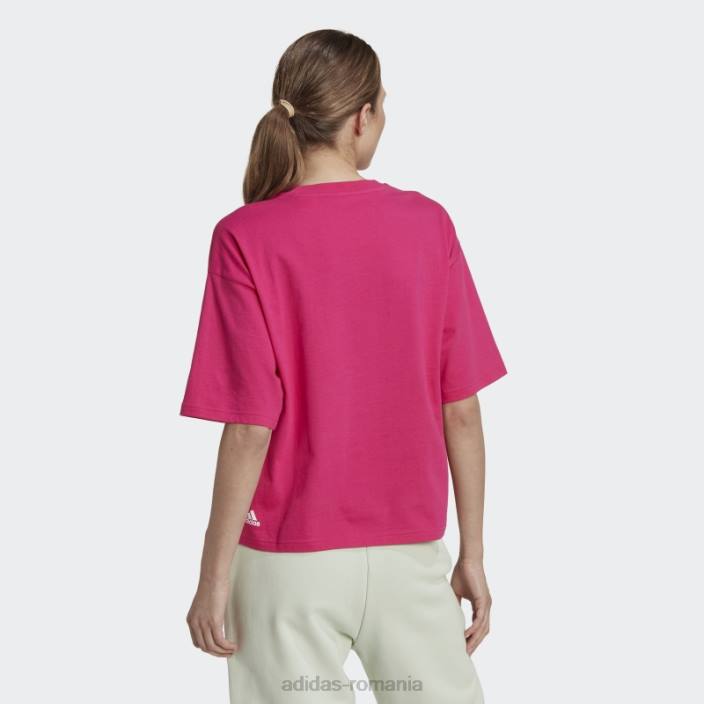 Adidas tricou decupat cu logo multicolore essentials, cu potrivire larga adidas, magenta real femei magenta/alb real 2JBN10638