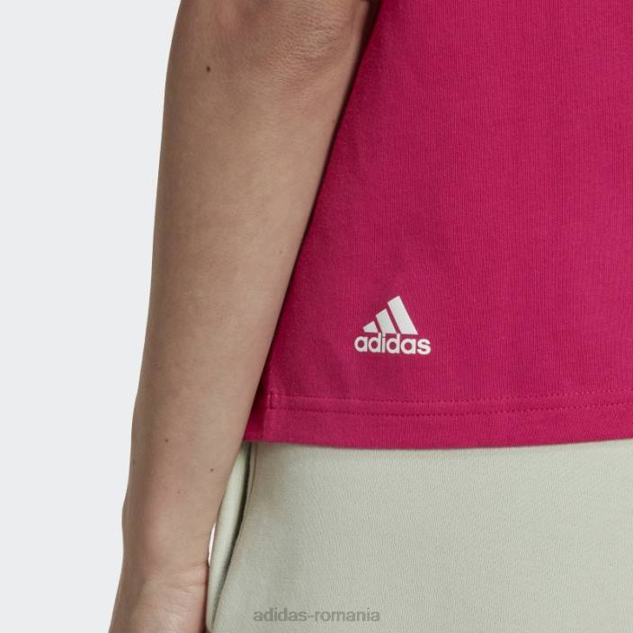 Adidas tricou decupat cu logo multicolore essentials, cu potrivire larga adidas, magenta real femei magenta/alb real 2JBN10638