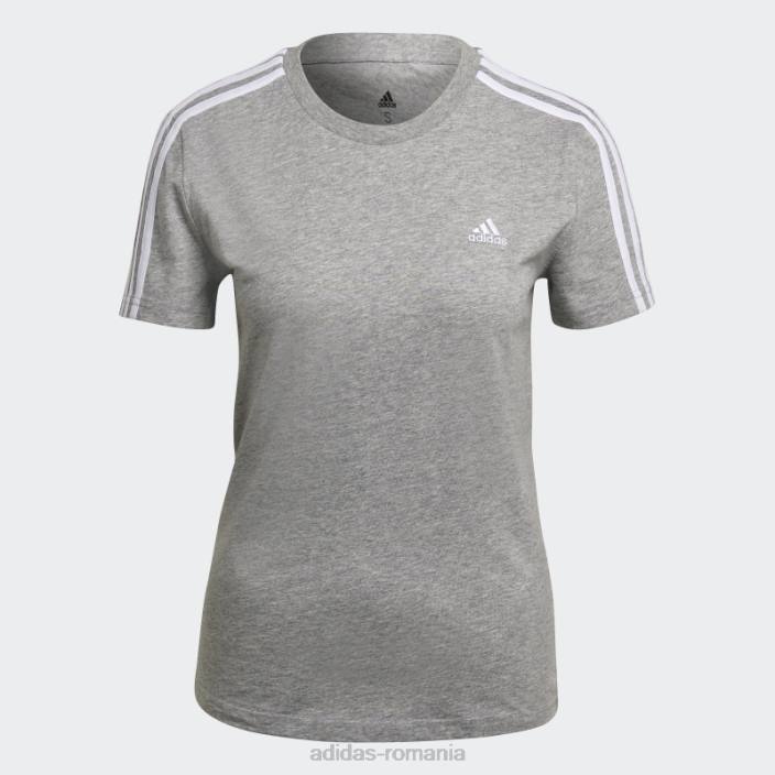 Adidas tricou essentials slim cu 3 dungi gri mediu femei gri mediu/alb 2JBN16657
