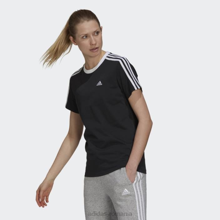 Adidas tricou negru cu 3 dungi essentials femei alb negru 2JBN16805