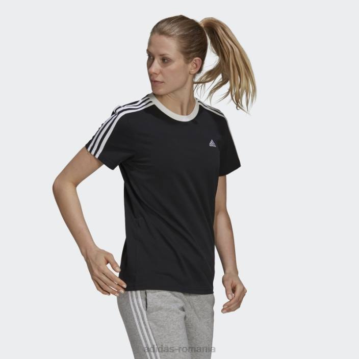 Adidas tricou negru cu 3 dungi essentials femei alb negru 2JBN16805