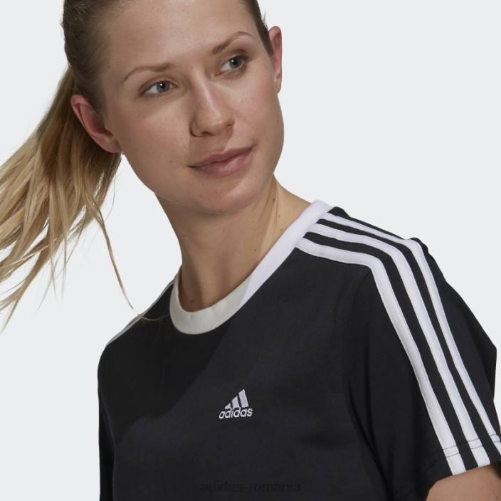 Adidas tricou negru cu 3 dungi essentials femei alb negru 2JBN16805