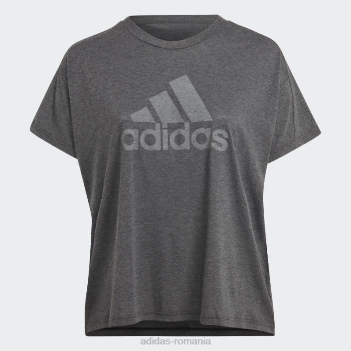 Adidas tricou negru melange future icons winners 3.0 (mărime plus) femei negru melange/gri 2JBN9832