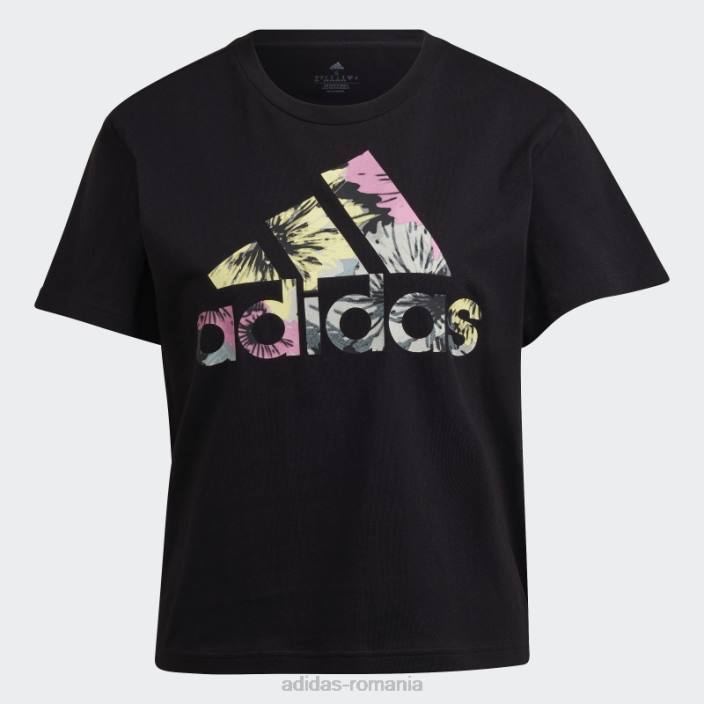 Adidas tricou obișnuit cu imprimeu peste tot, negru femei negru/multicolor 2JBN9392