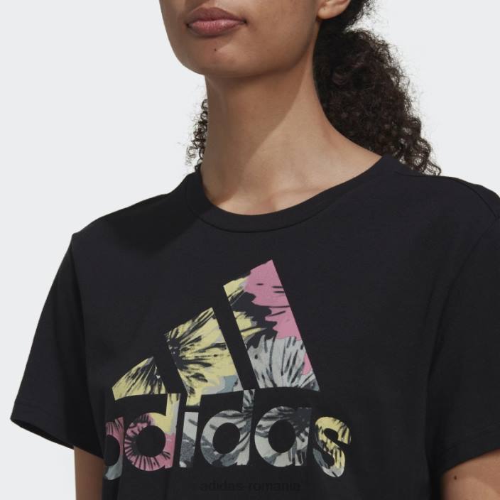 Adidas tricou obișnuit cu imprimeu peste tot, negru femei negru/multicolor 2JBN9392