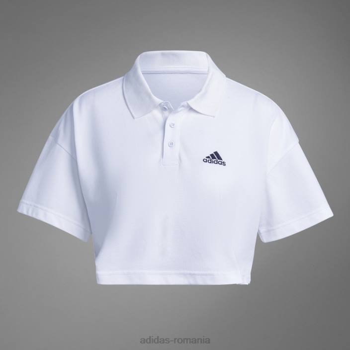 Adidas tricou polo decupat din piqué alb femei alb 2JBN10712