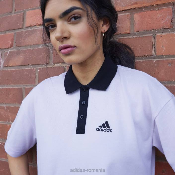 Adidas tricou polo decupat roz din piqué femei roz 2JBN10798