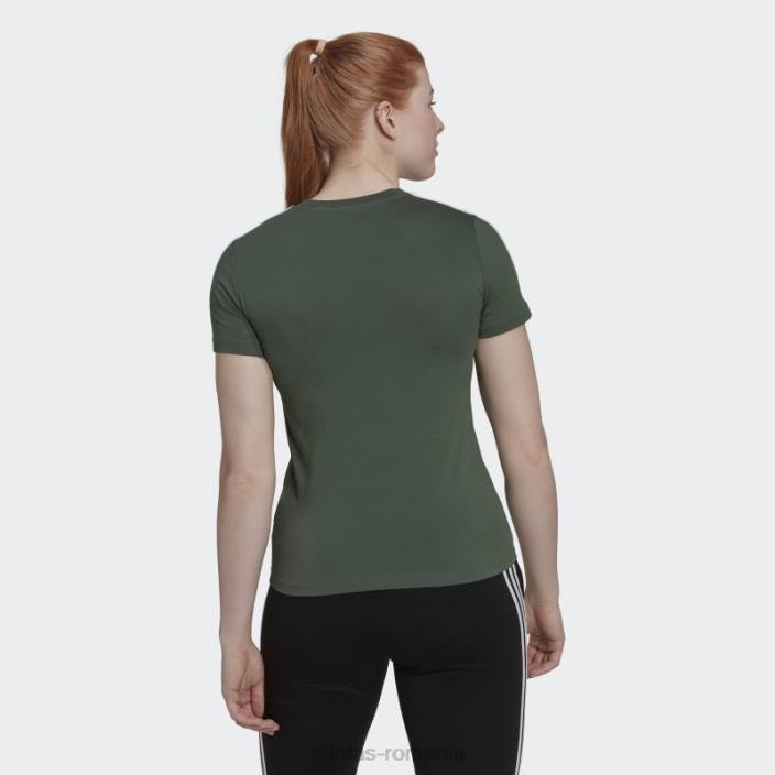 Adidas tricou subțire cu 3 dungi green oxide essentials femei oxid verde/alb 2JBN9293