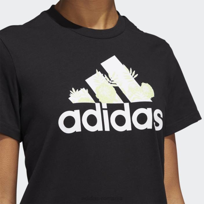 Adidas tricou superher cu logo grafic floral negru adidas femei alb negru 2JBN10530