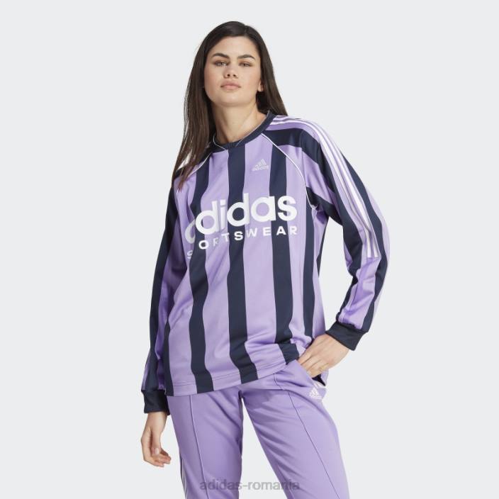 Adidas tricou violet jacquard cu mânecă lungă femei violet/cerneală/alb 2JBN2236