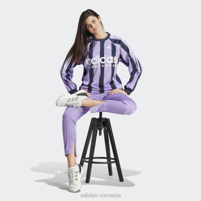 Adidas tricou violet jacquard cu mânecă lungă femei violet/cerneală/alb 2JBN2236